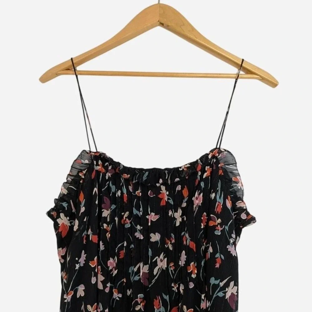Madewell Black Floral Ruffle-Hem Midi Dress - Picture 5 of 9